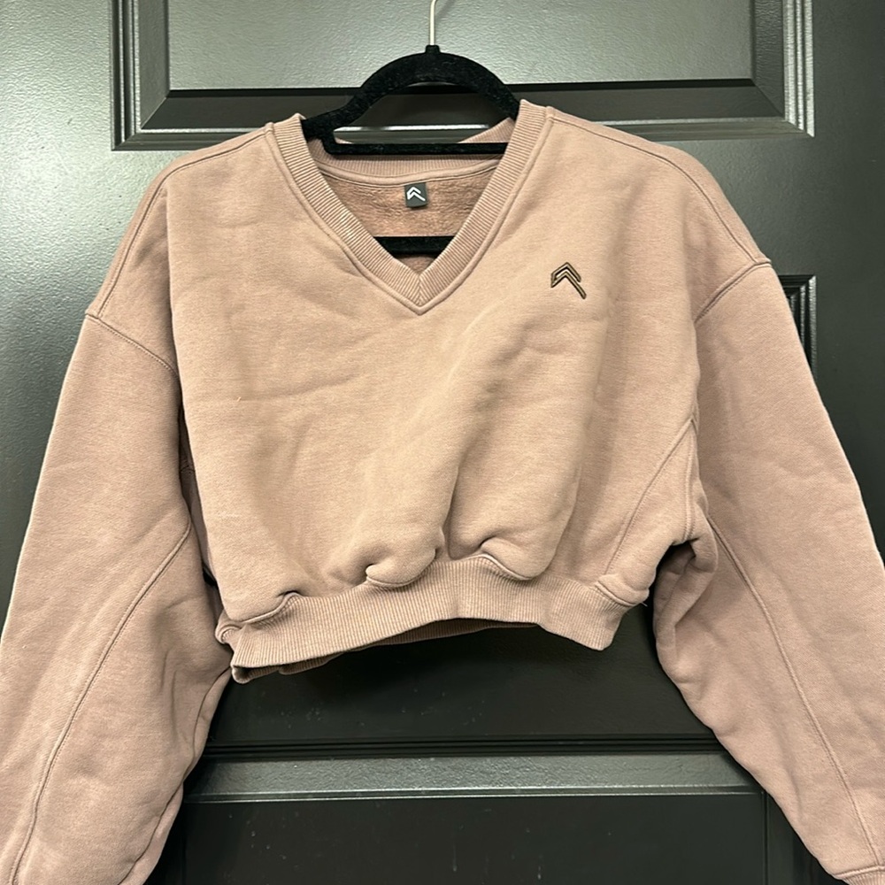 Oner Active All Day Oversized V-Neck Sweatshirt in Cool Brown